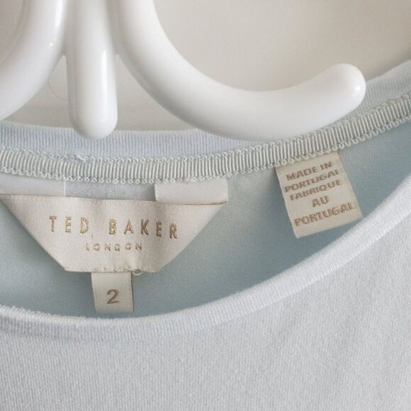 Ted Baker London Elliah Blue Scallop Sleeve Shirt Size (2)Medium - Picture 4 of 7